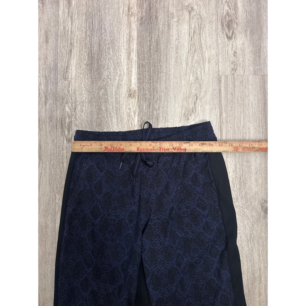 Athleta Brooklyn Jogger Navy Blue Snakeskin Print Pants Size 8 Black Side Stripe - Picture 5 of 8